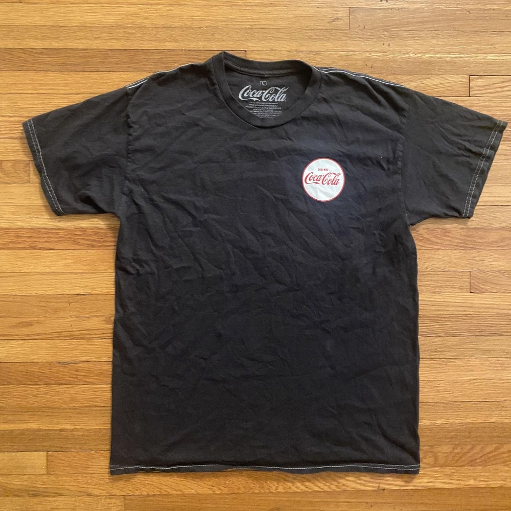 Coca-Cola Shirt Mens Large Black Cowboy Graphic Advertising Short Sleeve Tee - Picture 2 of 7